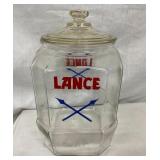 LANCE STORE JAR W/ CROSS ARROWS AND LID