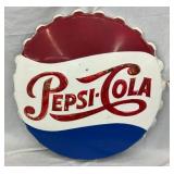 37IN. EMB. METAL PEPSI COLA CAP SIGN