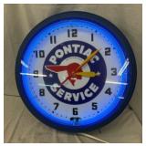 20" PONTIAC SERVICE NEON CLOCK