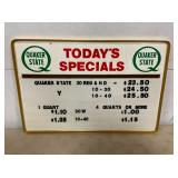 QUAKER STATE MENU BOARD PLASTIC 30X20