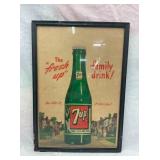 FRAMED 7UP PAPER AD 14X20