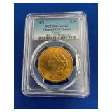 $20 PCGS UNC GOLD LIBERTY HEAD 1873