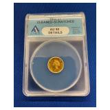 1855 $1 AU50 GOLD INDIAN HEAD DETAILS