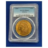 1907 $20 PCGS MS61 GOLD LIBERTY HEAD