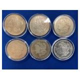 MORGANS SILVER $ 1921,1887,1894,1896,
