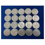 (20) 1951 UNC FRANKLIN HALVES 90%