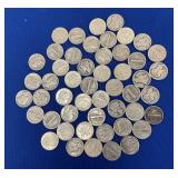 (50) SILVER MERCURY DIMES