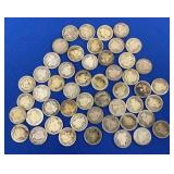 (50) SILVER BARBER DIMES