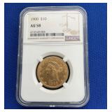 1900 $10 AU58 GOLD LIBERTY HEAD