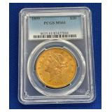 1899 $20 PCGS MS61 GOLD LIBERTY HEAD