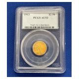 1913 PCGS AU53 $2.50 GOLD INDIAN HEAD