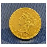 1904 $5 GOLD LIBERTY HEAD