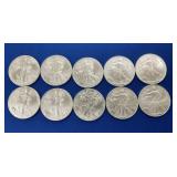 (10) UNC 1OZ. SILVER AMERICAN EAGLES