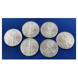 (6) 2007 UNC SILVER AMERICAN EAGLE