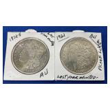(2) MORGAN SILVER DOLLARS 1921S, 1921