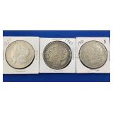 (3) MORGAN SILVER DOLLARS 1921, 1921S
