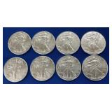 (8) 2012 UNC SILVER AMERICAN EAGLES