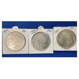 (3) MORGAN SILVER DOLLARS 1921, 1921-S