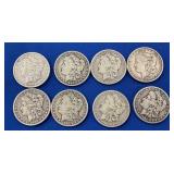 (8) MORGAN SILVER DOLLARS 1900-0, 1902-O