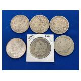 (6) MORGAN SILVER DOLLARS - 1886