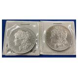 (2) MORGAN SILVER DOLLARS 1879-S, 1881-O