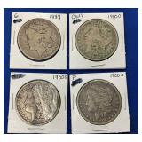 MORGAN SILVER DOLLARS (3) 1900-O, 1889