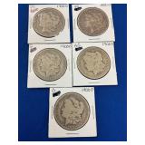 MORGAN SILVER DOLLARS (5) 1900-O