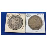 (2) 1890-O MORGAN SILVER DOLLARS