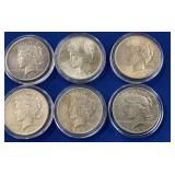 (6) PEACE SILVER DOLLARS