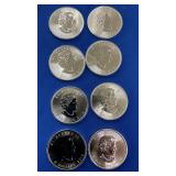 (8) UNC SILVER 2014 CANADIAN ROUNDS