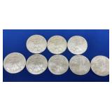 (8) UNC 2010 SILVER AMERICAN EAGLES