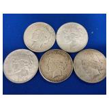 (5) PEACE SILVER DOLLARS 1922,1923,1926