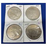 (4) PEACE SILVER DOLLARS 1922, 1923