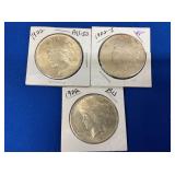 (3) PEACE SILVER DOLLARS 1922S, 1922