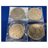 (4) PEACE SILVER DOLLARS
