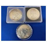 (3) PEACE SILVER DOLLARS 1923,1924,1925