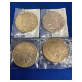(4) PEACE SILVER DOLLARS 1922, 1923