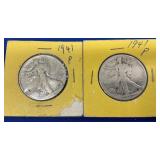 1941P SILVER WALKING LIBERTY HALVES