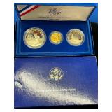 1986 LIBERTY $5 GOLD,SILVER DOLLAR, 1/2