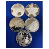 (5) 1 OZ SILVER ROUNDS