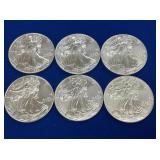 (6) UNC 1999 SILVER AMERICAN EAGLES