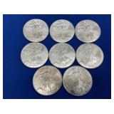 (8) 2000 UNC SILVER AMERICAN EAGLES