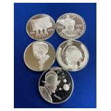 (5) 1 OZ SILVER ROUNDS