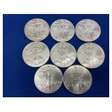 (8) UNC 2000 SILVER AMERICAN EAGLES