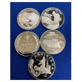 (5) 1 TROY OZ SILVER ROUNDS