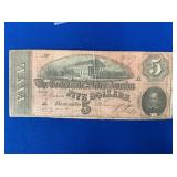 1864 RICHMOND, VA $5 CONFEDERATE NOTE 
