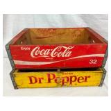 COKE AND DR. PEPPER WOODEN CRATES 