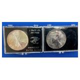 (2) 1992 SILVER AMERICAN EAGLES 