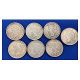 (7) PEACE SILVER DOLLARS 1922-24