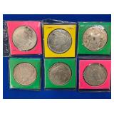 (6) 1922-23 PEACE SILVER DOLLARS 